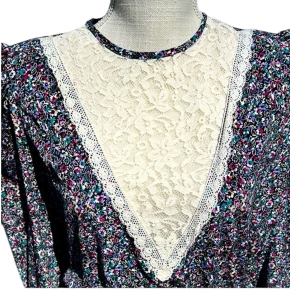 🌻VINTAGE Lady Carol of NY Floral Prairie Secretary Lace Trim Dress Size Medium - Picture 3 of 11